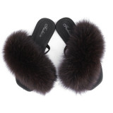 Fashion Fox Fur Slipper Slippers Slide Slides HY-ZHLMRZTX
