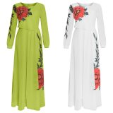 Summer Women African Print Maxi Long Sleeve Dress Dresses 25768#