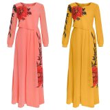 Summer Women African Print Maxi Long Sleeve Dress Dresses 25768#