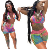 Fashion Sext Tie Dye Bikini 3 Piece Swimsuit Swimsuits ALS25566