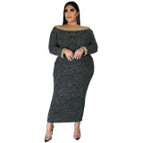 yys plus-size 2021 new arrival spring hot-selling solid color long sleeves women dresses  134455