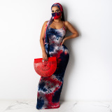 wholesale Tie Dye Printed  Sexy round-necked low-cut Halter women dresses plus size dress 851728