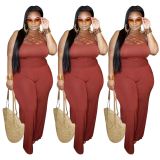 Fashionable New Design Solid Color Plus Size Backless Short Romper Jogger Bodycon Summer Women One Piece Jumpsuit  YF115566