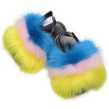 Faux Fox Fur Children Slipper Slippers Slides Slide TX-01021