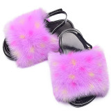 Summer Children Kids Faux Fox Fur Slipper Slippers Slide Slides TX-03243