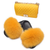 Fox Fur Slides and Matching Purse Handbags TXB-01324