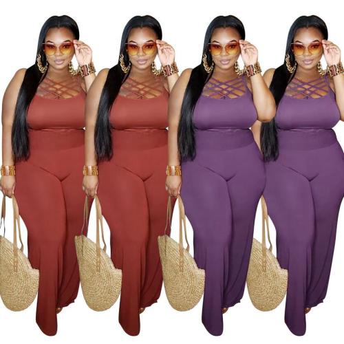 Fashionable New Design Solid Color Plus Size Backless Short Romper Jogger Bodycon Summer Women One Piece Jumpsuit  YF115566