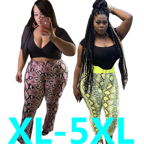 plus size Serpentine two-tone high-waisted trousers for women