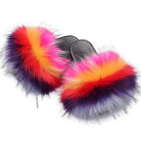 Faux Raccoon Fur Children's Slippers Slides TX-01425