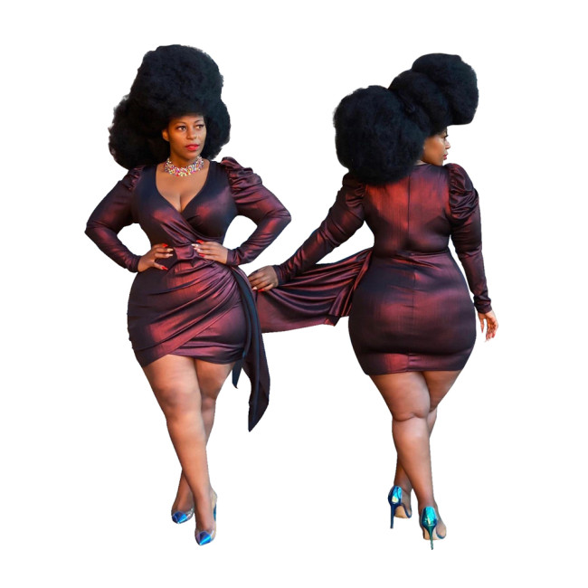 summer women clothing sexy v-neck solid color bodycon asymmetrical plus size dress  142738