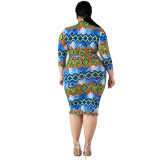 Women's dress print plus size women's clothing factory direct sales spot  wish European and American hot models  YF100415