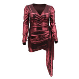 summer women clothing sexy v-neck solid color bodycon asymmetrical plus size dress  142738