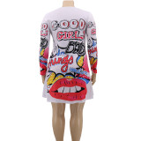 fall 2020 women clothing print plus size dresses 4xl 5xl 6xl 7xl long sleeve casual mini dresses  YF101223