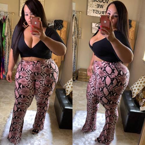 plus size Serpentine two-tone high-waisted trousers for women