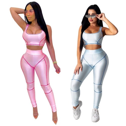 Hot sell summer fashion vest top long trousers casual sports two piece set women clothing  8493104