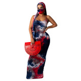 wholesale Tie Dye Printed  Sexy round-necked low-cut Halter women dresses plus size dress 851728
