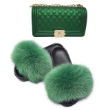 Fox Fur Slides and Matching Purse Handbags TXB-01324