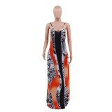 ebay Amazon hot sale beach dress European and American sexy suspender V-neck pocket dress for ladies 857485