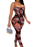 Wholesale 2 piece mesh print jumpsuit set romper women  856879