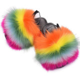 Faux Fox Fur Children Slipper Slippers Slides Slide TX-01021