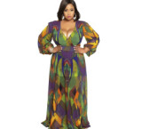 Women spring autumn household print sexy plus size casual long dress YF105566