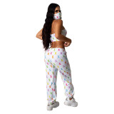 Sport Wear 2 Piece Set Women Yoga Set Loose Pants Strapless Sport Wear GYM Set Fitness Sport Suit With Face Cover 8439410