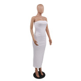 LDDRESS 2020 Sexy Long Dress Summer Club Strapless Bodycon Solid Color Sleeveless Dress Fashion Women Long Dress  YF845869