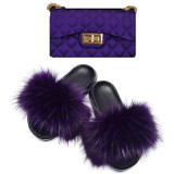 Women Faux Fur Slipper Slippers Slides Slides And Handbags TXB-02435