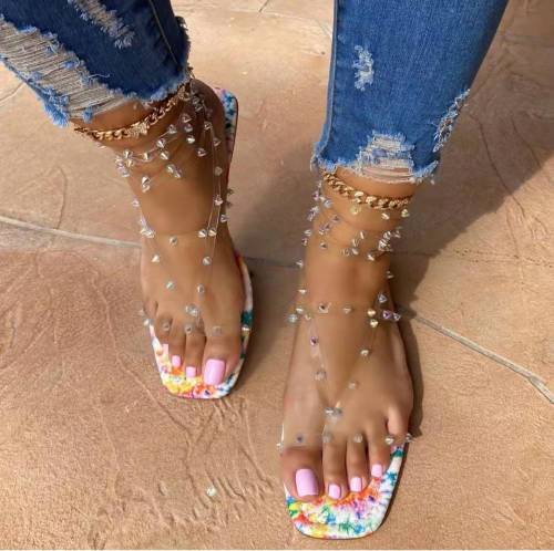 Fashion Clear Rivet Sandals 12334