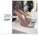 Fashion Transparent Square Toe Slipper Slippers Slide Slides 92839
