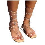 Fashion Clear Rivet Sandals 12334