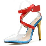 Women Pointed High Heels Cross Strap Ankle Buckle Sandals LZ-00112