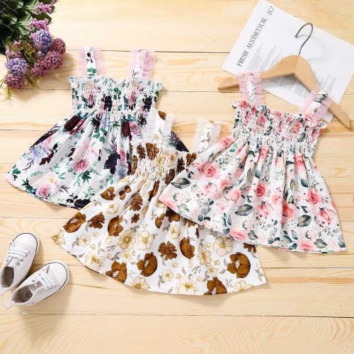 Kids Baby Girls Summer Strap Splice Floral Princess Dress Dresses