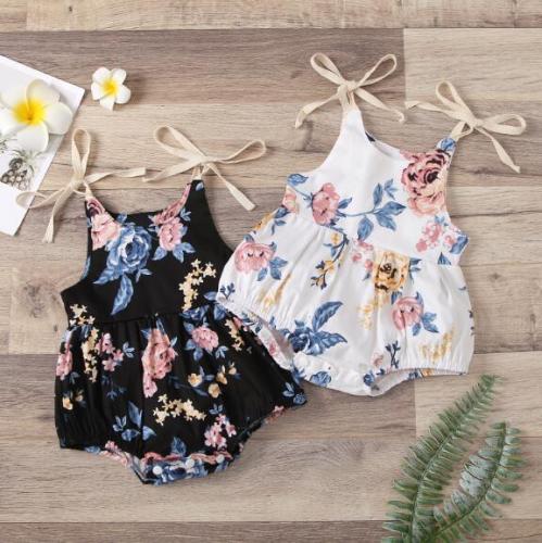 Fashion Flower Print Round Neck Triangle Romper Bodysuits Bodysuit Outfit Outfits