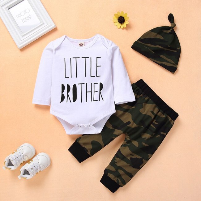 Boy's Camouflage 3-Piece Bodysuits Bodysuit Outfit Outfits