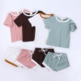 Children's Solid Color Hanging Striped Bodysuits Bodysuit Outfit Outfits L8596