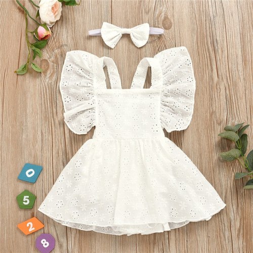Baby Girls Summer Lace Princess Dresses And Headbands L8091