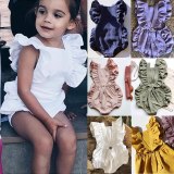 Cute Kids Newborn Baby Girl Solid Sleeveless Striped Bodysuits Bodysuit Outfit Outfits