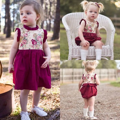 Baby Girls Flower Romper Sleeveless Bodysuits Bodysuit Outfit Outfits MN00819