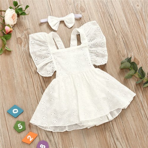 Baby Girls Summer Lace Princess Dresses And Headbands L8091