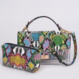 Women's One Shoulder Snake Printing Handbags And Fashion Slides