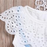 Women's White Lace Sleeveless Bodysuits Bodysuit Outfit Outfits TDE3344A