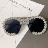 Fashion Women Handmade Diamond Rhinestone Trimmed Sunglasses 1793104