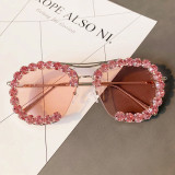 Fashion Women Handmade Diamond Rhinestone Trimmed Sunglasses 1793104