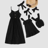 2Pcs Mommy And Me Clothes Mom And Baby Daughter Dress Set With Headband Set 958899