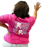 Cute Letter Print O-Neck Women T Shirts Tops P507788
