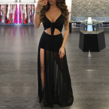 Summer Solid Color V Neck Bandage Women Sexy Dresses S31645-01
