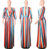 Fashion Striped Women Long Sleeve Sexy Dress Dresses S3392103