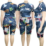Women's Casual Letter Newspaper Printed Bodysuits Bodysuit Outfit Outfits P503243