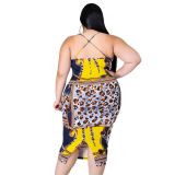 Women Leopard Sexy Backless Evening Dress Dresses P504657